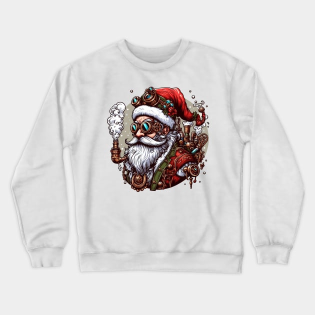 Geared Up Steampunk Santa Claus Crewneck Sweatshirt by Organicgal Graphics